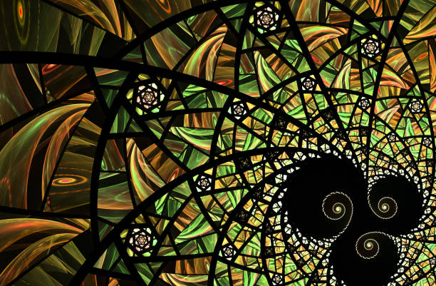 istock Spiral yello and green mosaic fractal pattern 672210478
