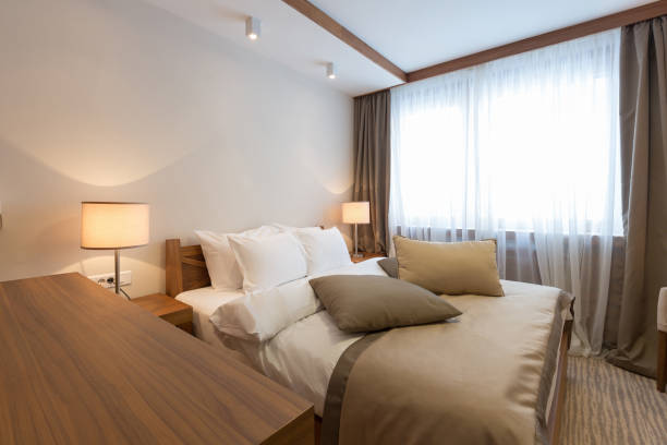 istock Hotel apartment, bedroom interior 672210566