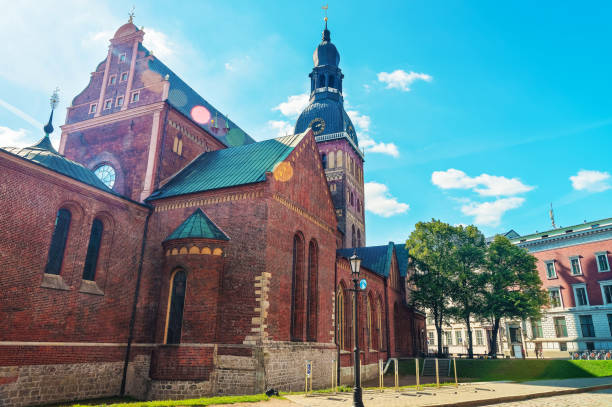istock Riga Cathedral on Dome Square in old town of Riga 672210654