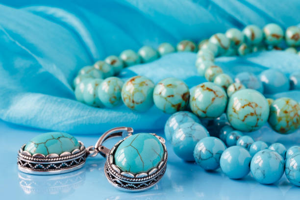 istock Bijouterie from natural stones and silk scarf 672213434