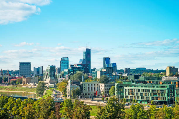 istock Financial district with skyscrapers in Vilnius 672213912