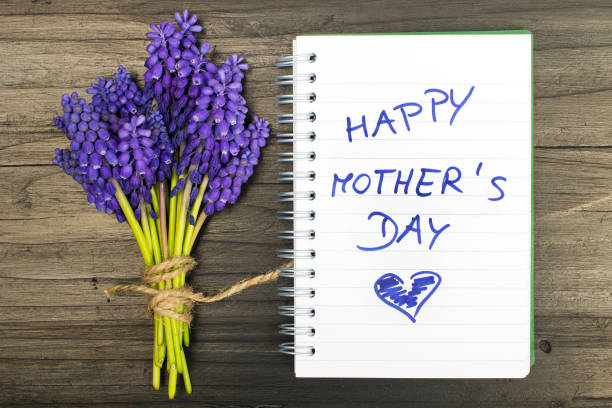 istock Muscari bouquet and notepad with words 