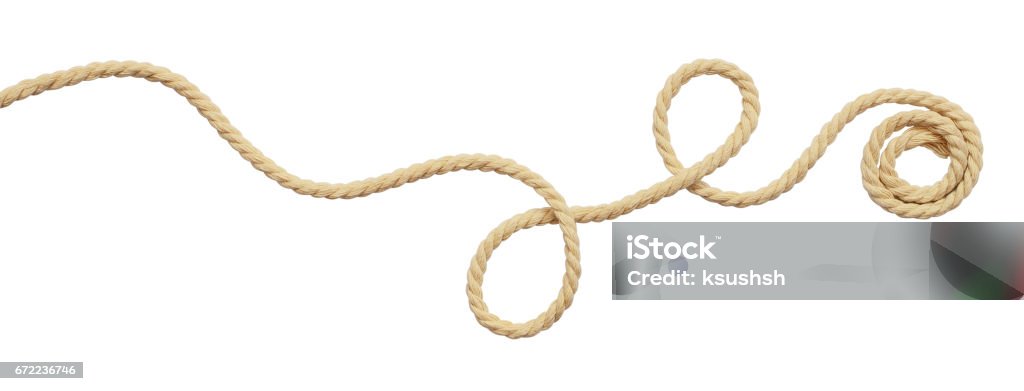 Beige cotton rope curl Beige cotton rope curl isolated on white Rope Stock Photo