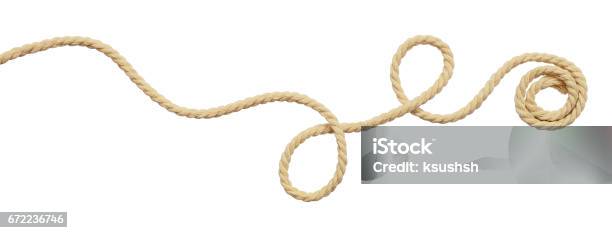 Beige Cotton Rope Curl Stock Photo - Download Image Now - Rope, Cut Out, String