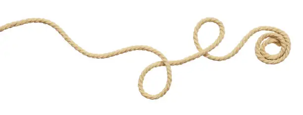 Beige cotton rope curl isolated on white