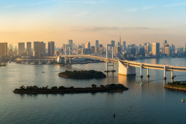 istock Tokyo Tower and Rainbow Bridge in Japan 672237066