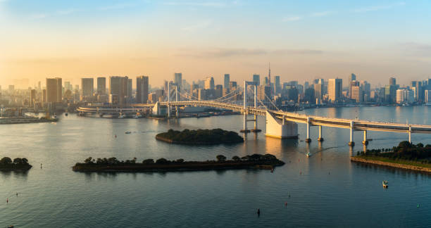 istock Tokyo Tower and Rainbow Bridge in Japan 672237070