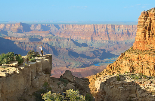 April 14, 2017: View of Grand Canyon south rim in Arizona US. The picture is was taken from Moran Point, one of the popular viewpoints at Grand Canyon south rim along the desert view drive.