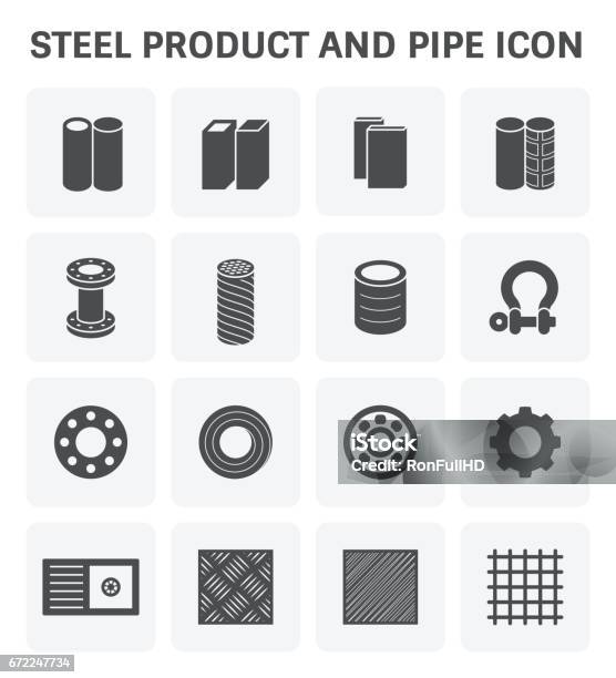 Steel Metal Icon Stock Illustration - Download Image Now - Steel, Plate, Pipe - Tube