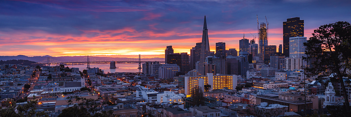 View of San Francisco Skyline at Sunrise