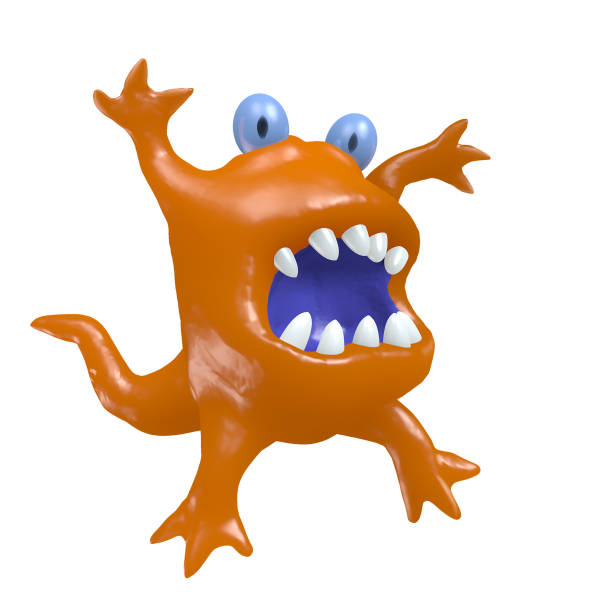 istock Cartoon big head orange monster. 3D illustration. 672250058