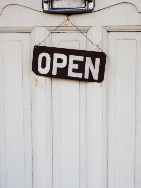 istock Open sign on the door 672250128