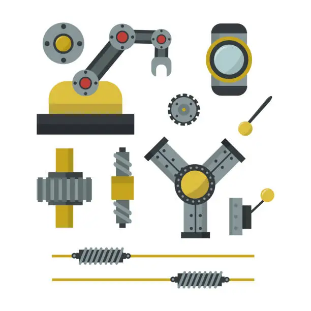 Vector illustration of Part of machinery manufacturing work detail gear mechanical equipment industry vector illustration