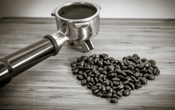 istock coffee bean close up in B&W color 672260128