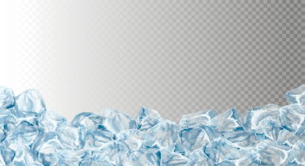 ilustraciones, imágenes clip art, dibujos animados e iconos de stock de cubitos de hielo, juego realista. - blue transparent cold cube