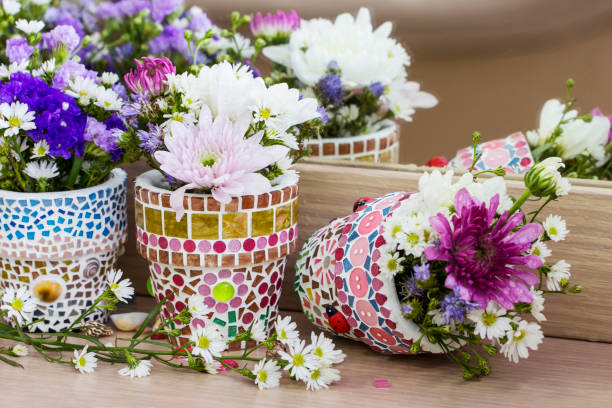 istock Flowers decoration in mosai flower pot 672277916