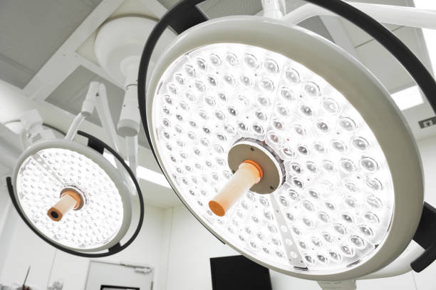 istock Two surgical lamps in operation room 672281262