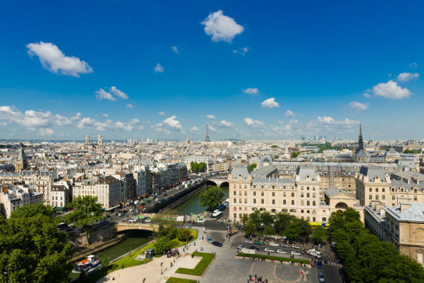 istock View on Paris form Notre Dame cathedral 672288184