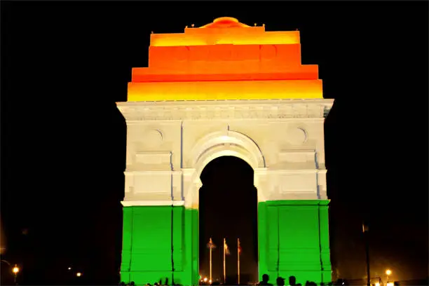 Photo of India Gate lit with Tricolor