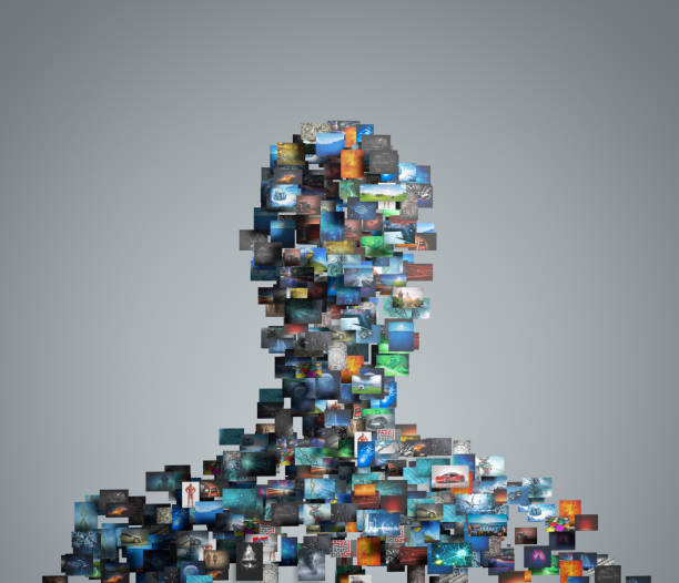 portrait made with pictures portrait made with pictures tv reporter photos stock pictures, royalty-free photos & images