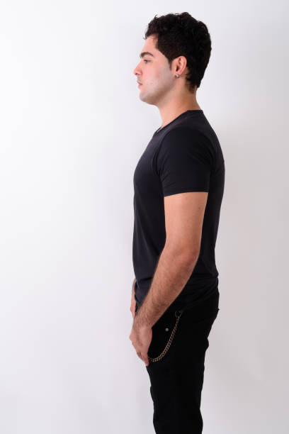 istock Profile view of Persian man against white background 672297104