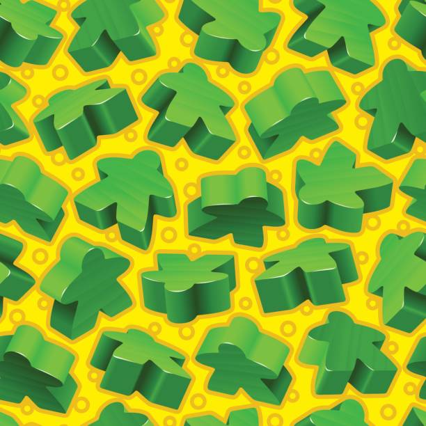 illustrations, cliparts, dessins animés et icônes de vecteur vert meeples seamless pattern - meeple