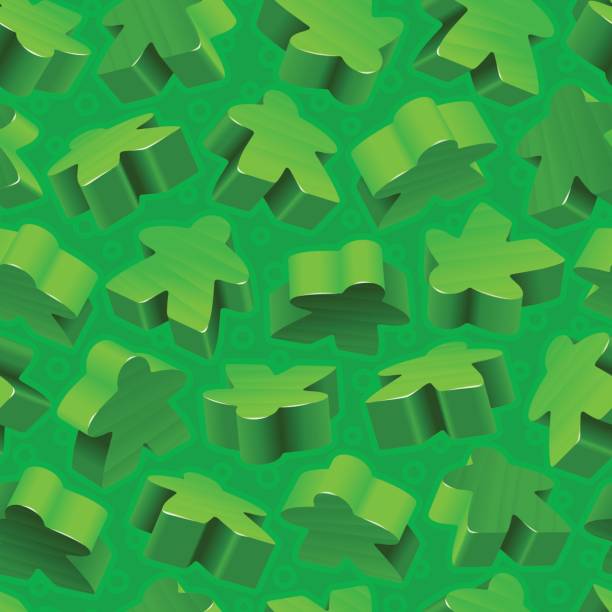 illustrations, cliparts, dessins animés et icônes de vecteur vert meeples seamless pattern - meeple