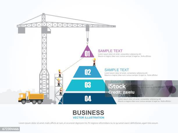 Kran Och Pyramid Graf Infographic Mall Vektorillustration-vektorgrafik och fler bilder på Infographic