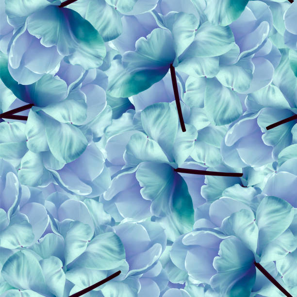 istock Seamless infinite  floral blue-turquoise background. For design and printing. Background of natural  tulips. Wall-papers. 672309506