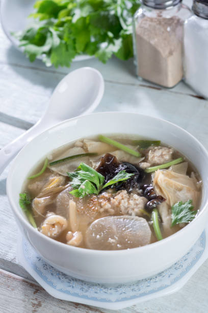 istock Tofu soup with chopped pork. 672309574