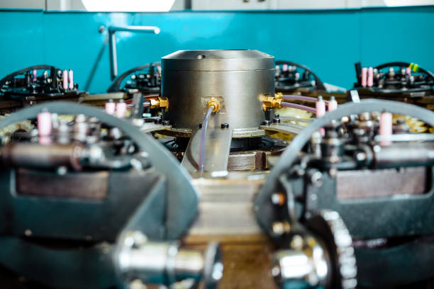 istock The mechanism of a braiding machine close-up 672314204