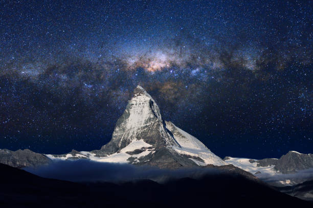 Swiss Alps's Matterhorn in Midnight Sky