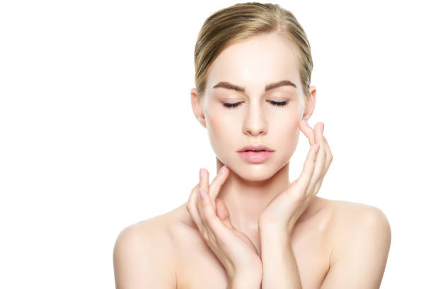 istock Facial treatment. Beauty and spa concept. Isolated on white background. 672330926
