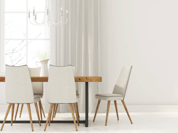 istock White interior of dining room 672331068