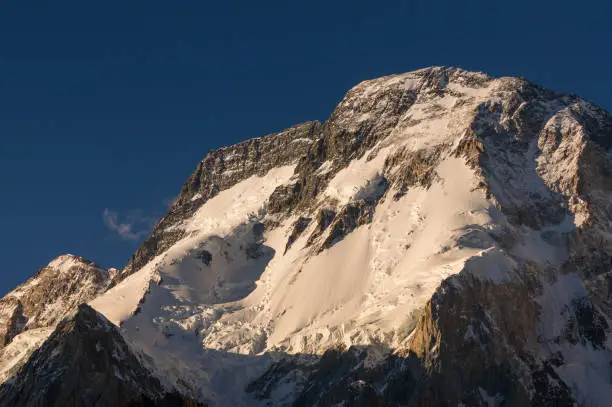 Broad peak mountain at sunset, Concordia camp, K2 trek, Pakistan, Asia