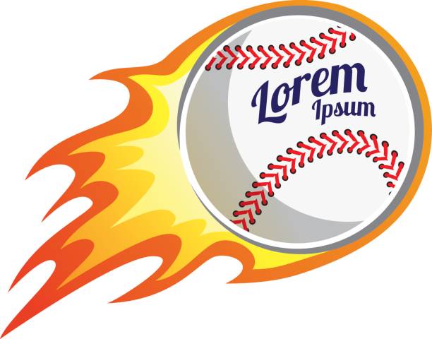 ilustrações de stock, clip art, desenhos animados e ícones de flaming baseball - playing baseball white background action