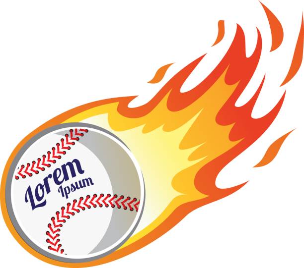 płonący baseball - playing baseball white background action stock illustrations