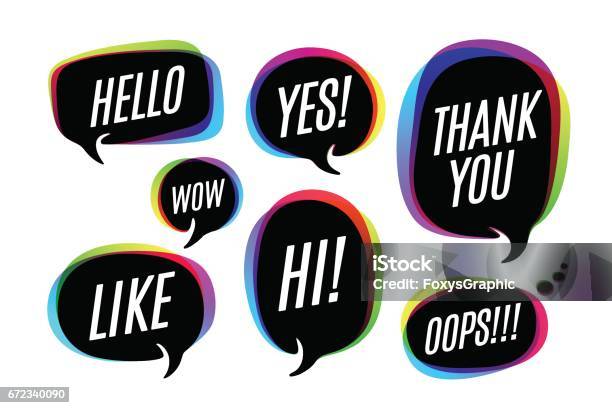 Set Of Colorful Bubbles Icons Or Cloud Talk With Text Stock Illustration - Download Image Now