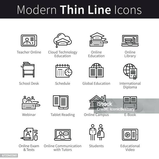Vetores de Conceito De Aprendizagem E Seminários Online e mais imagens de Ícone de Computador - Ícone de Computador, Fileira, Internet