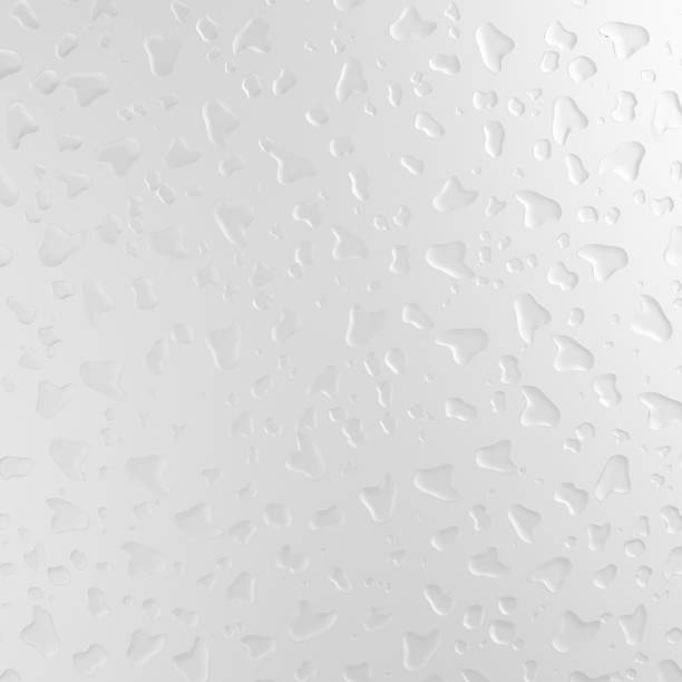 istock Water droplets on frosted glass, close-up, realistic 3D rendering 672340474