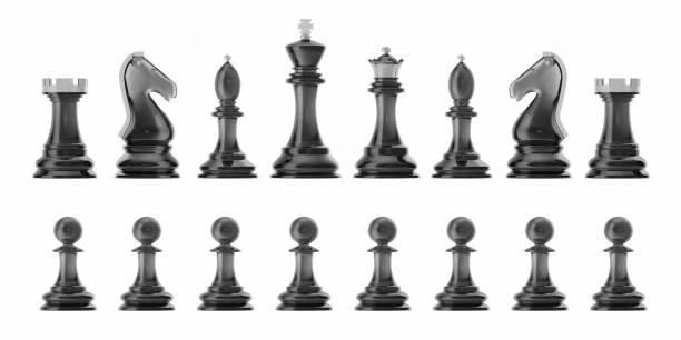 istock Transparent set of icons chess, isolated on white background, intelligent game, 3d rendering 672343820