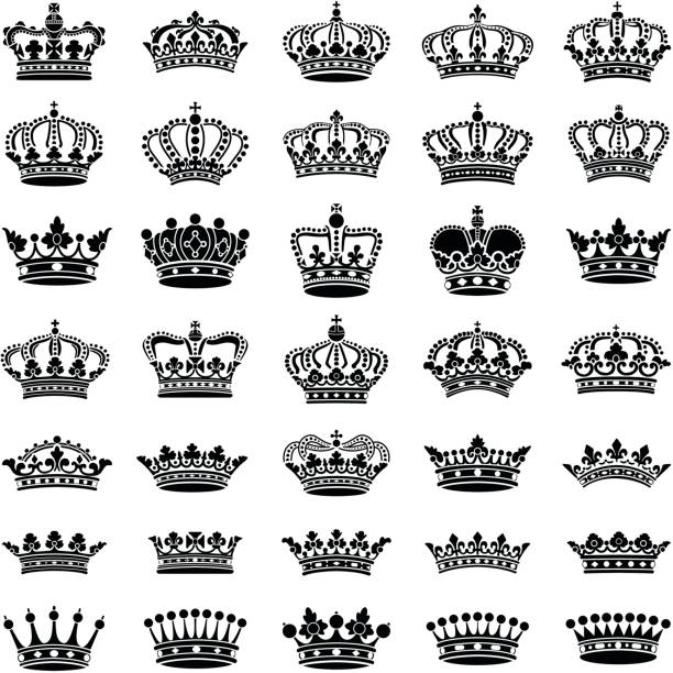 illustrations, cliparts, dessins animés et icônes de crown  - crown king queen gold