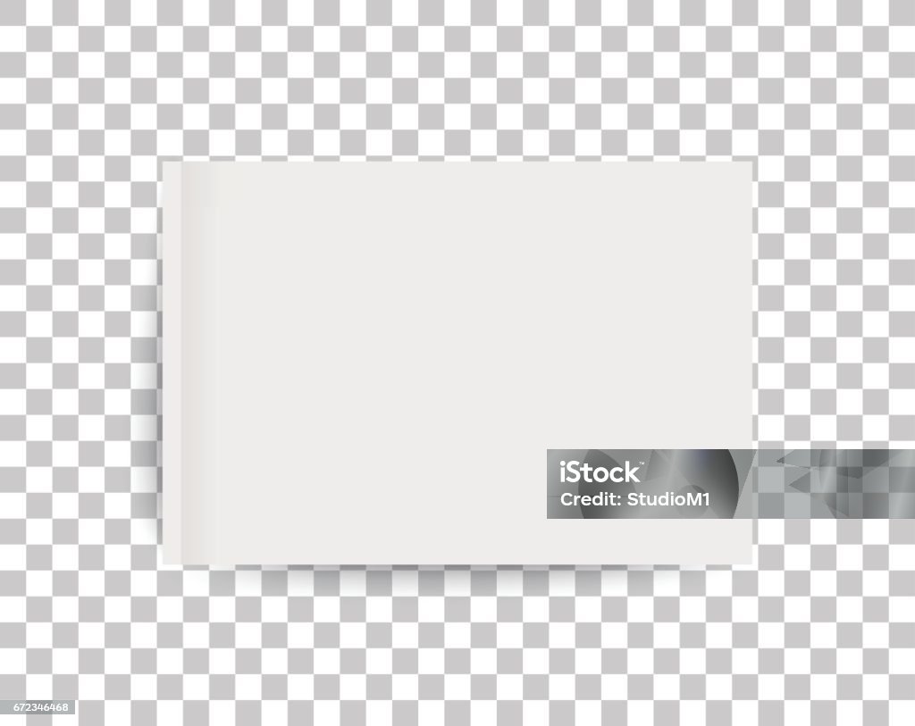 A4 sized mockup of a landscape-oriented magazine or catalogue. Blank sheet of paper. 3d vector illustration for your design. A4 sized mockup of a landscape-oriented magazine or catalogue. Blank sheet of paper. Element for advertising and promotional message. 3d vector illustration for your design. Horizontal stock vector