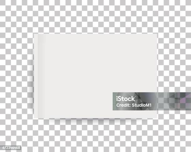 A4 Sized Mockup Of A Landscapeoriented Magazine Or Catalogue Blank Sheet Of Paper 3d Vector Illustration For Your Design Stock Illustration - Download Image Now