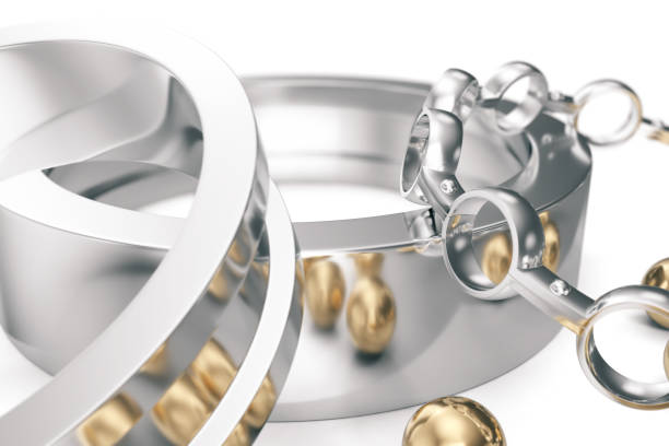 Machining ball bearings on a white background. 3d rendering vector art illustration