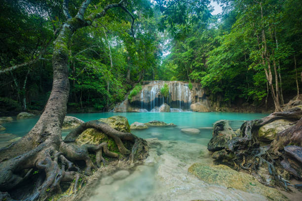 istock Waterfall in forest at Erawan waterfall National Park 672347954