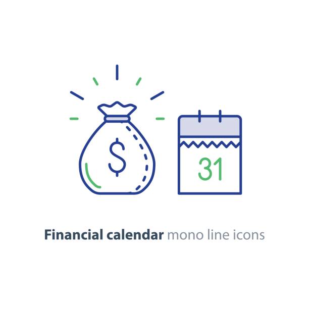 ilustrações de stock, clip art, desenhos animados e ícones de payment day, finance calendar icon, income dividend, long term investment - symbol computer icon calendar icon set