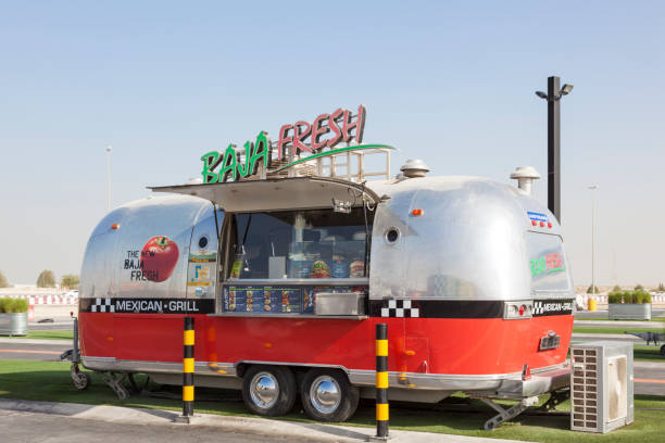 DUBAI, UAE - NOV 27, 2016: Airstream caravan food truck at the Last Exit food trucks park on the E11 highway between Abu Dhabi and Dubai