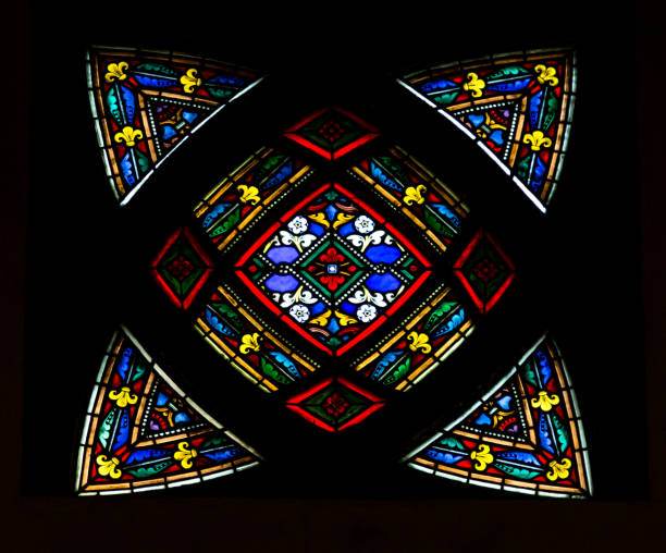 istock Stained Glass Window in Churche Saint Jean de Mormartre 672353896