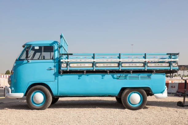 DUBAI, UAE - NOV 27, 2016: Historic Volkswagen T1 pickup truck at the Last Exit food trucks park in Dubai, United Arab Emirates
